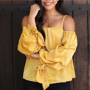 Off the shoulder yellow top